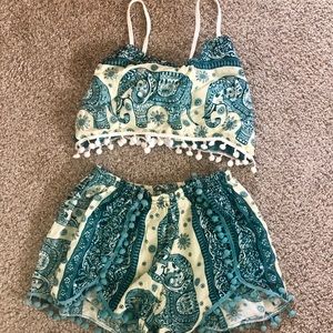 Boho elephant print matching set